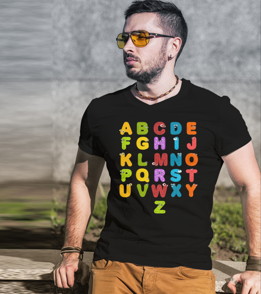 Kids Alphabet ABCs Learning Cute Monster Letters T-Shirt