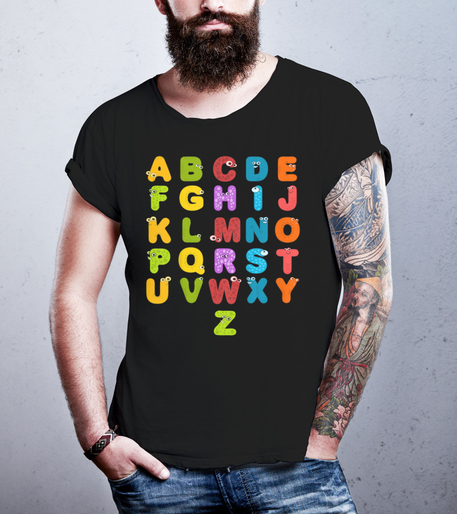 Kids Alphabet ABCs Learning Cute Monster Letters T-Shirt