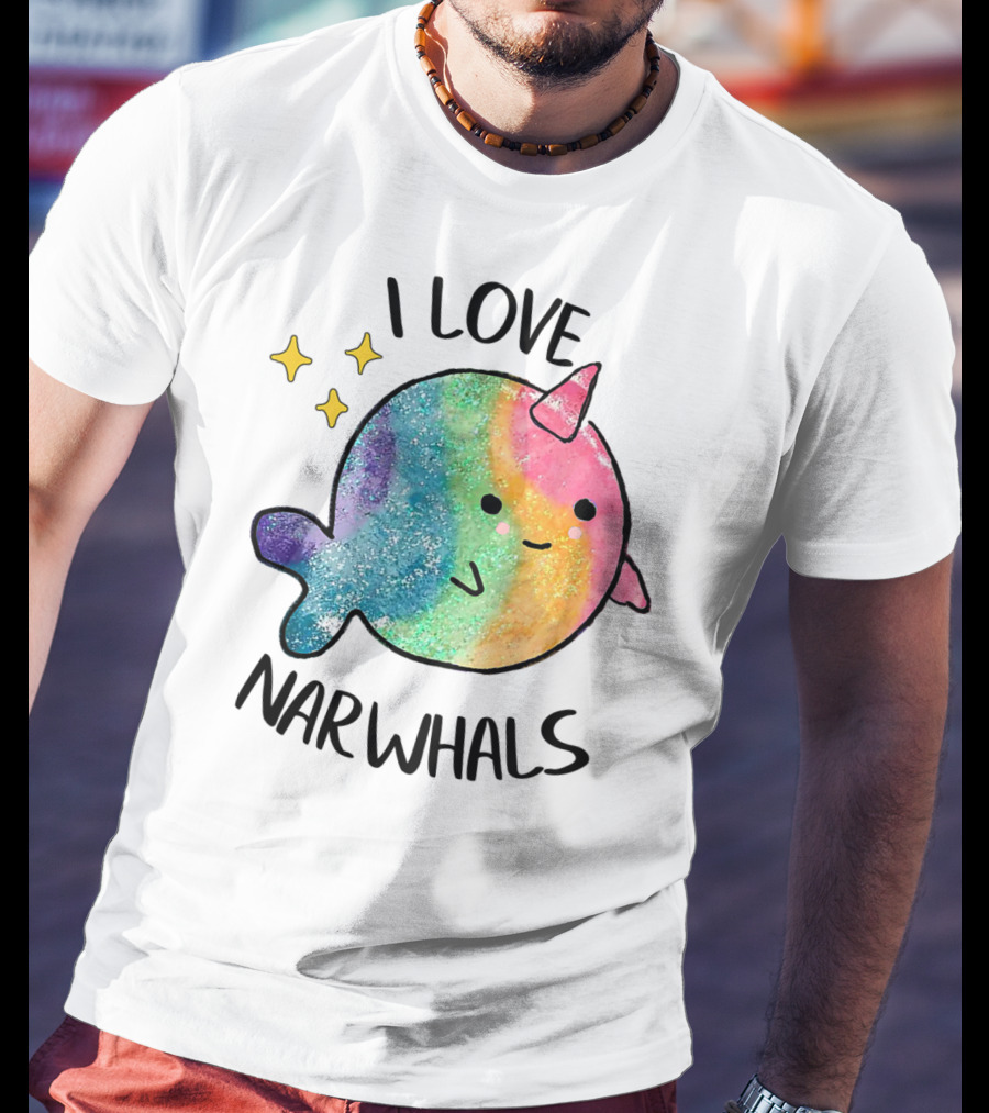 I Love Narwhals Rainbow Whale Kids T-Shirt