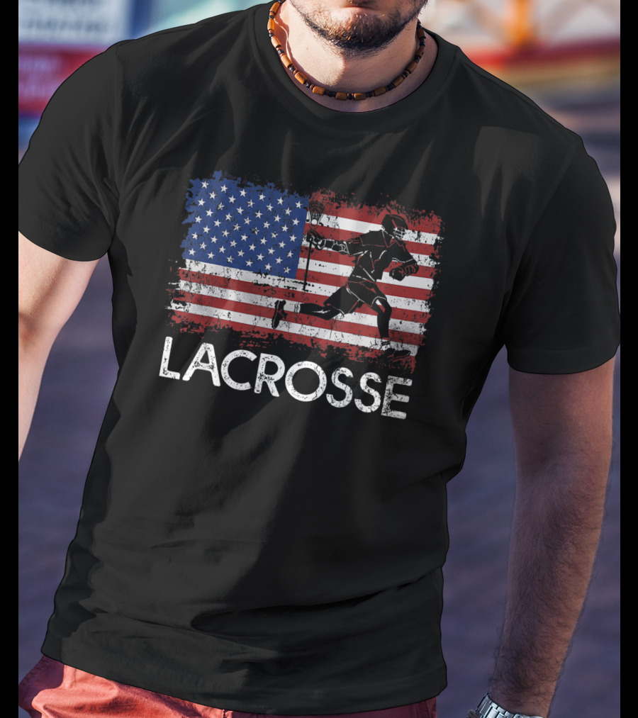 Lacrosse American Flag Fourth Of July Stars And Stripes Player T-Shirt