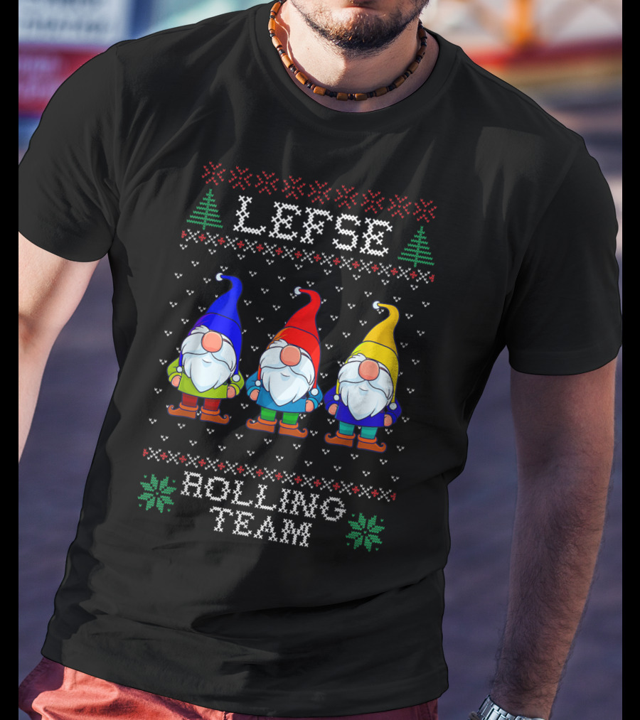 Lefse Rolling Team Christmas Baking Tomte Gnomes Holiday T-Shirt