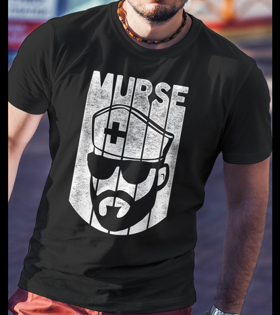 Mens Murse Funny Beard Nurse Male Nurse T-Shirt