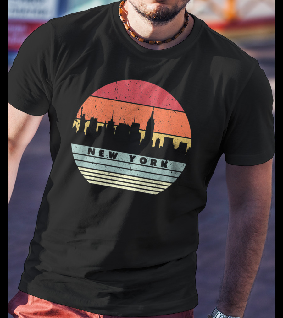 New York Retro Skyline Souvenir Style USA T-Shirt