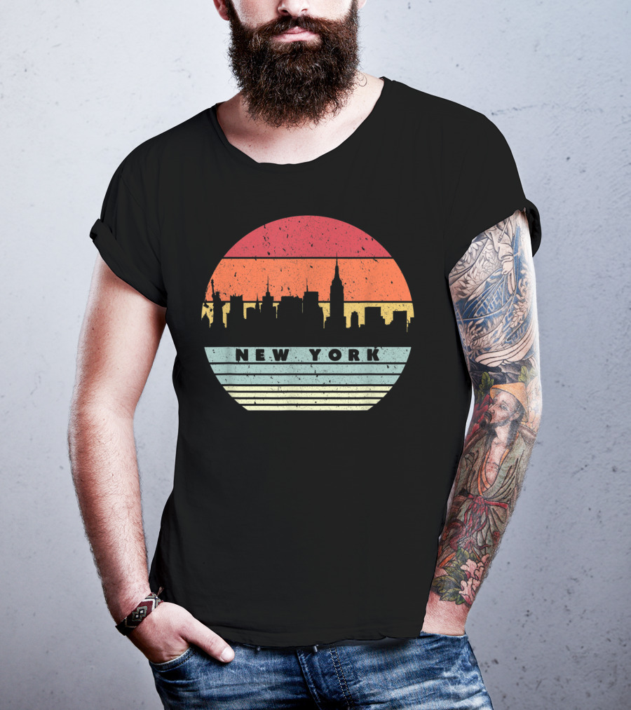 New York Retro Skyline Souvenir Style USA T-Shirt