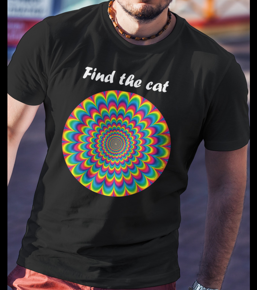 Find The Cat Optical Illusion Spiral T-Shirt