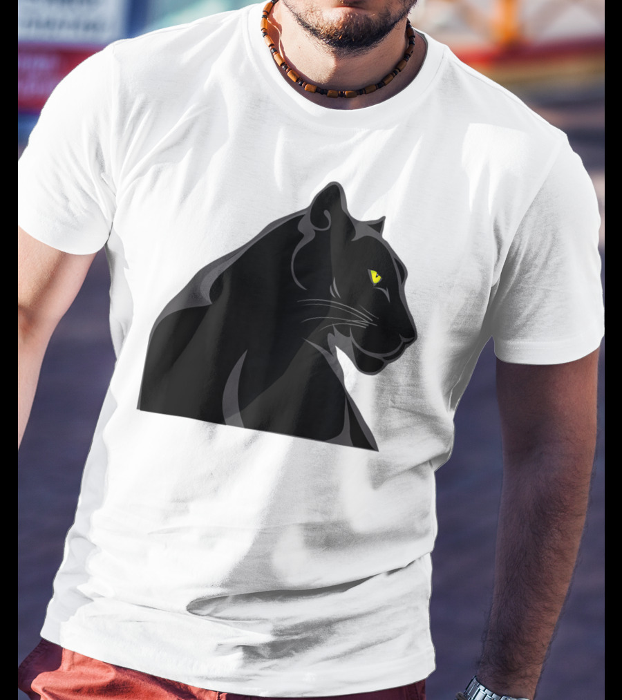Panthera Cat Leopard Melanistic Black Panther Yellow Eyes T-Shirt