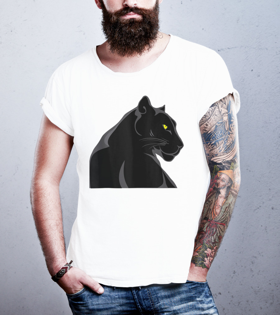 Panthera Cat Leopard Melanistic Black Panther Yellow Eyes T-Shirt