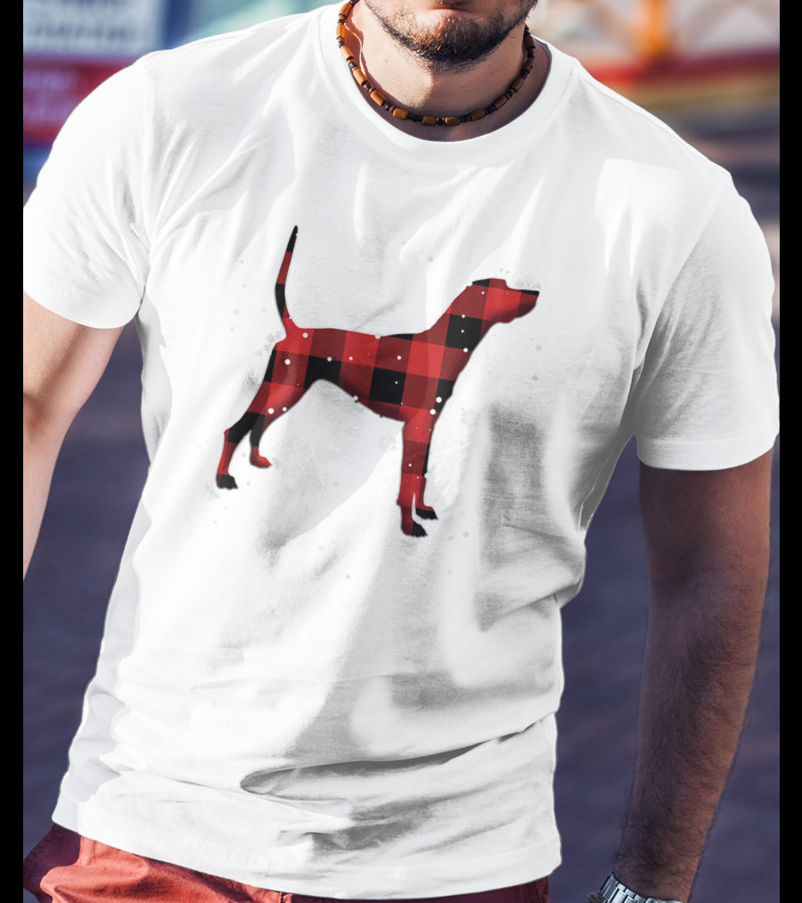 Plott Hound Dog Plaid Snowflakes T-Shirt