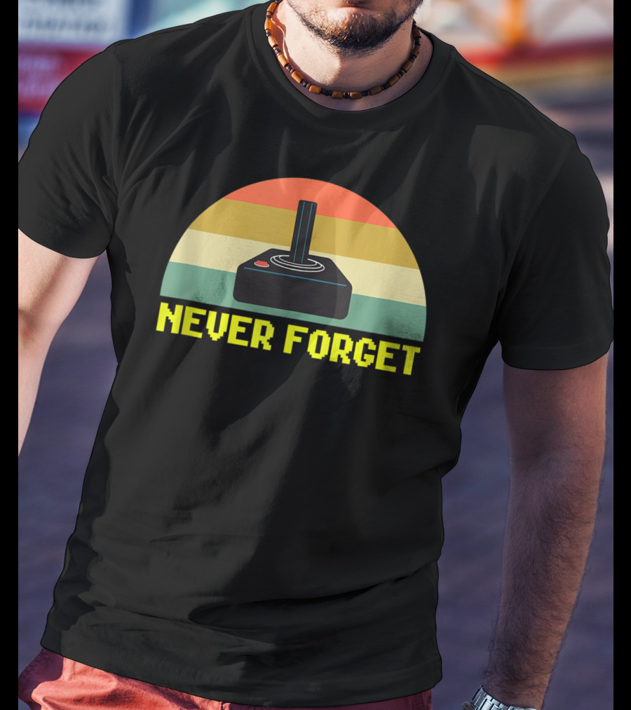 Never Forget Retro 80S Joystick Video Game Controller Pixel T-Shirt