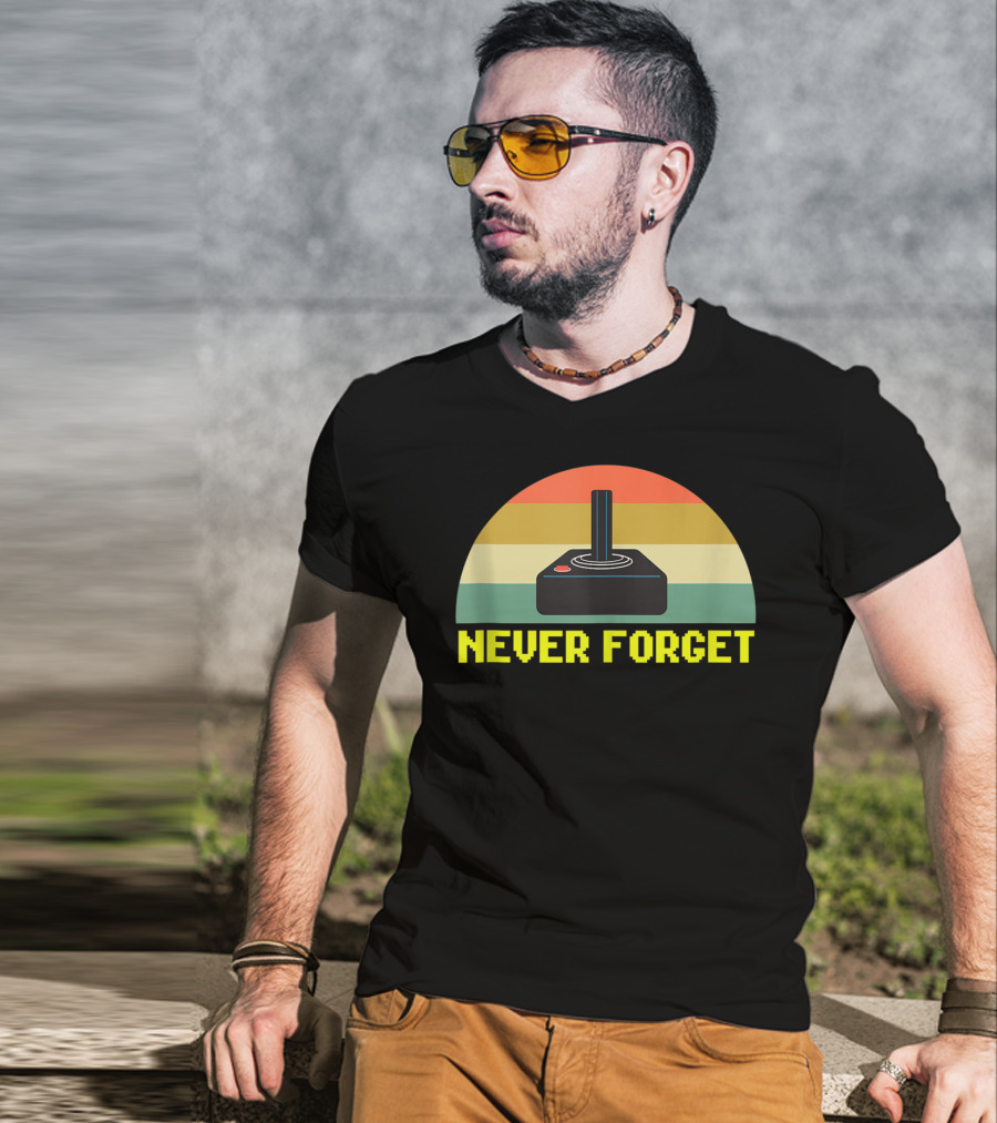 Never Forget Retro 80S Joystick Video Game Controller Pixel T-Shirt