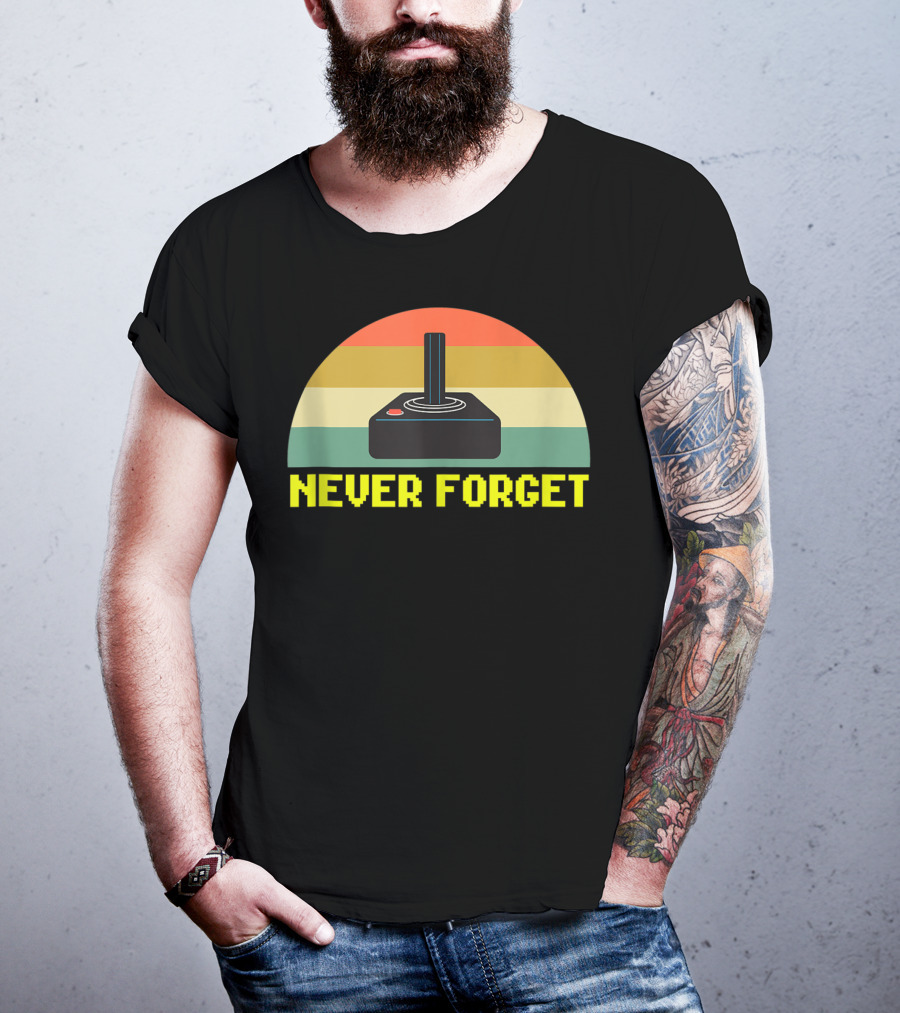 Never Forget Retro 80S Joystick Video Game Controller Pixel T-Shirt