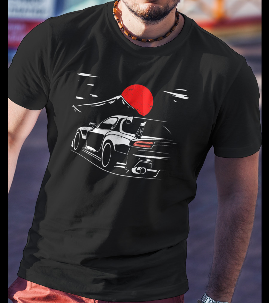 Rotary Engine JDM RX Car Meet Tuning Night Mountain Scene T-Shirt