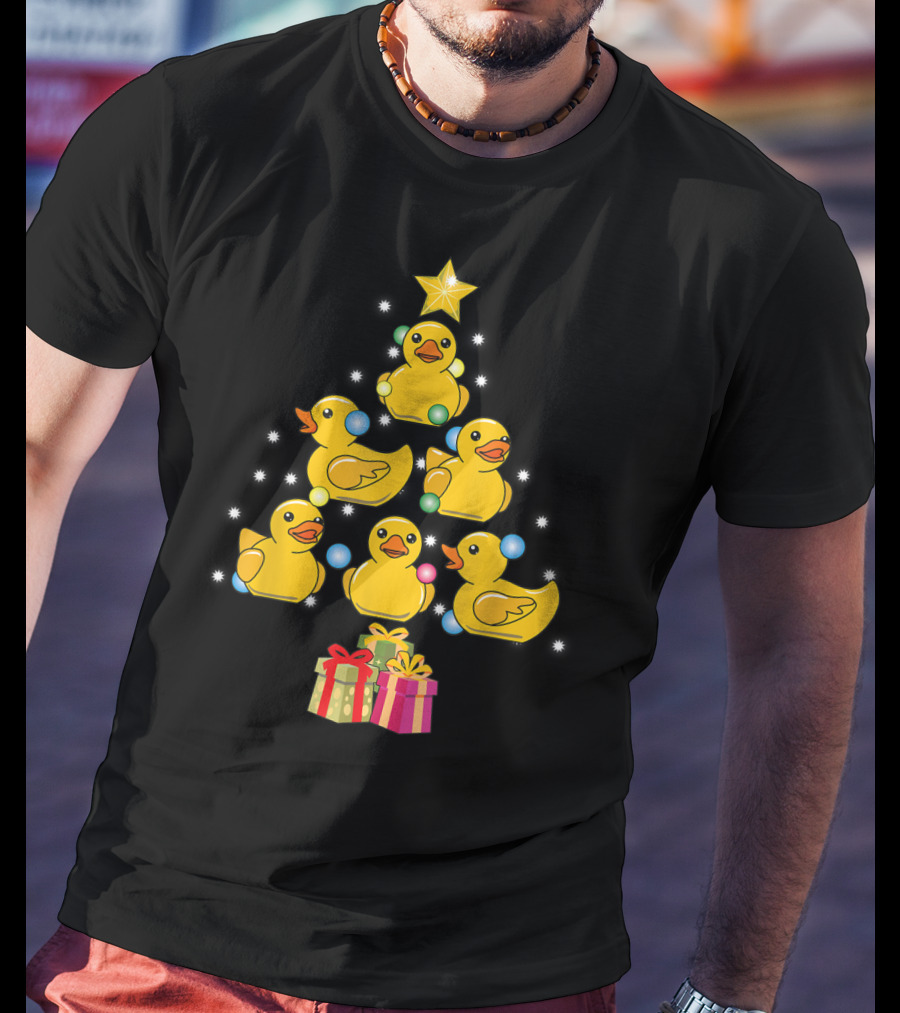 Rubber Duck Christmas Tree With Star And Presents T-Shirt