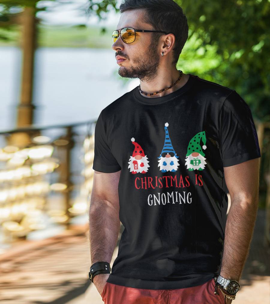 Christmas Is Gnoming Santa Claus Garden Gnome T-Shirt