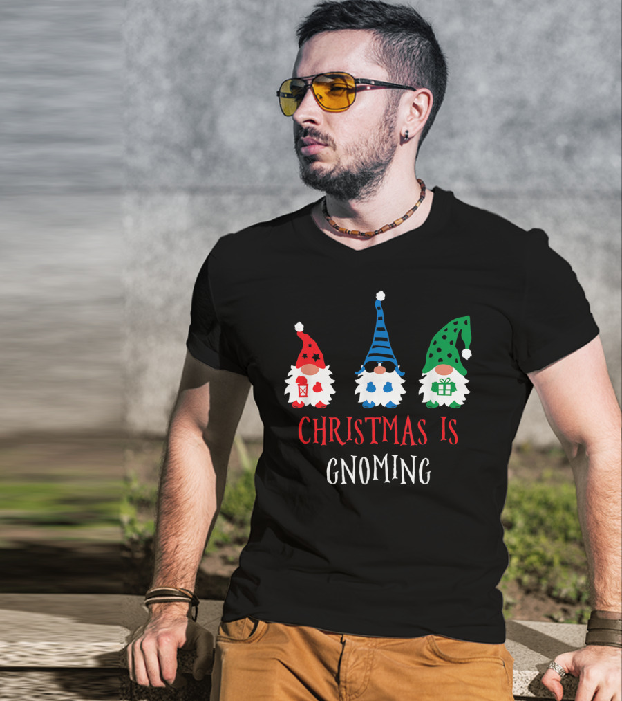 Christmas Is Gnoming Santa Claus Garden Gnome T-Shirt