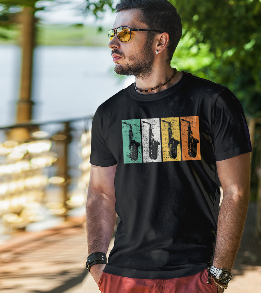Retro Saxophone Pop Art Marching Band Sax T-Shirt