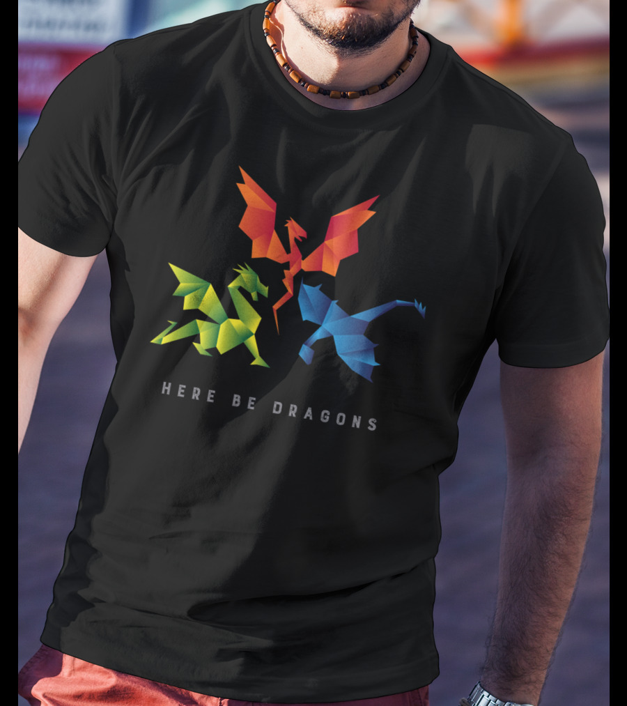 Here Be Dragons Scp1762 Origami T-Shirt