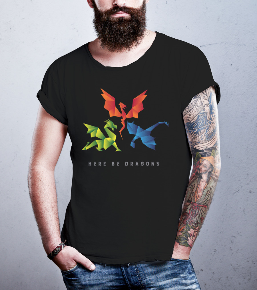 Here Be Dragons Scp1762 Origami T-Shirt