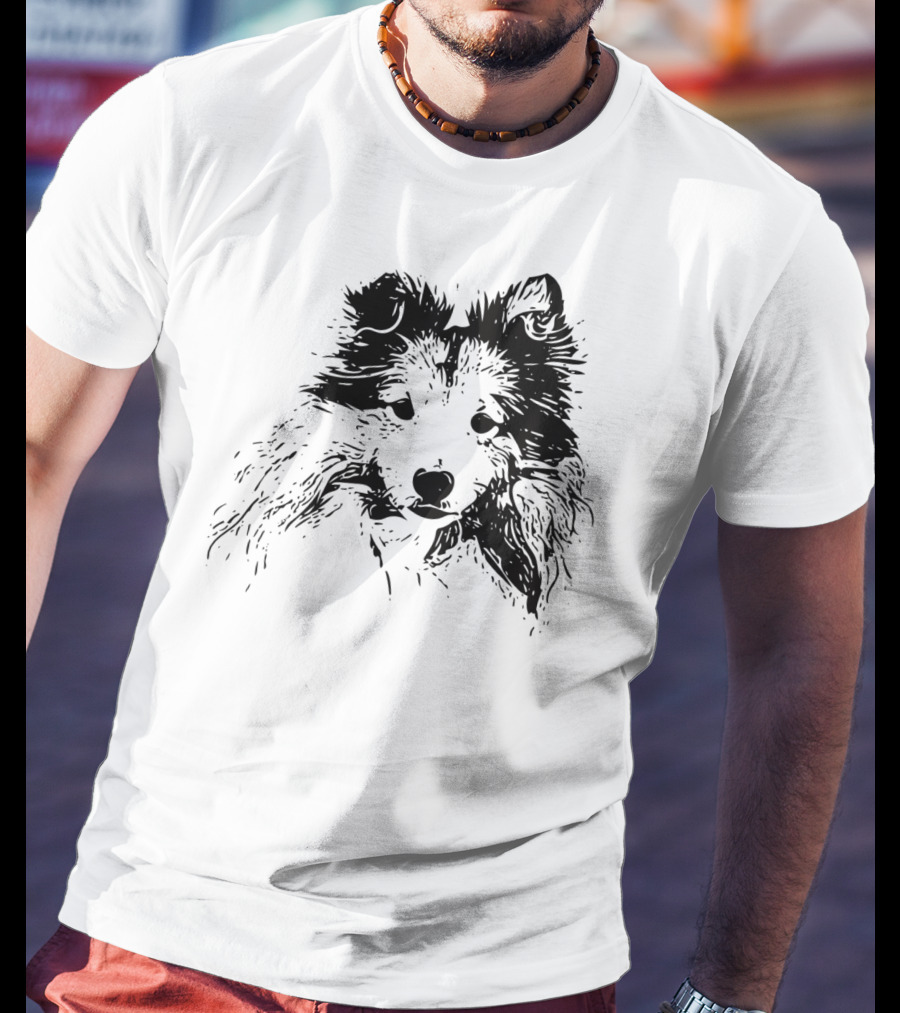 Shetland Sheepdog Outline Sketch T-Shirt