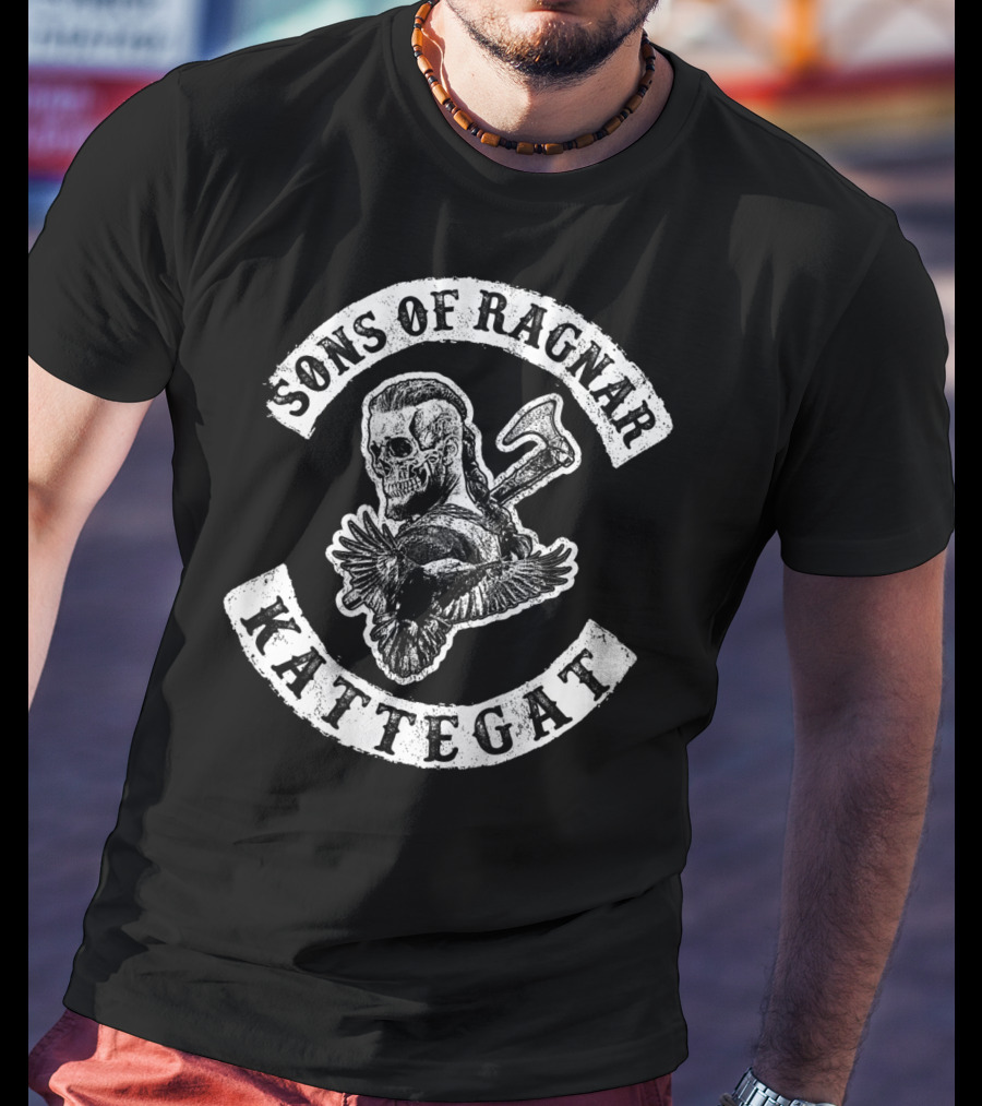 Sons Of Ragnar Kattegat Viking Skull And Axe With Raven T-Shirt