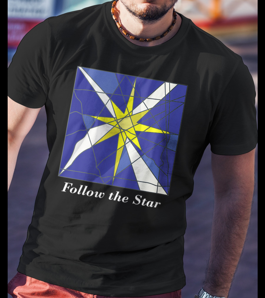 Follow The Star Stained Glass Style Star Of Bethlehem T-Shirt