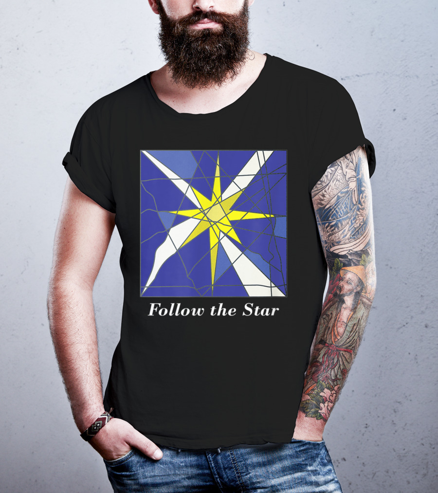 Follow The Star Stained Glass Style Star Of Bethlehem T-Shirt