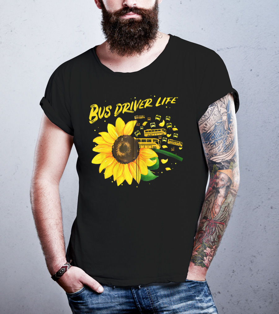 Bus Driver Life Sunflower Zip T-Shirt
