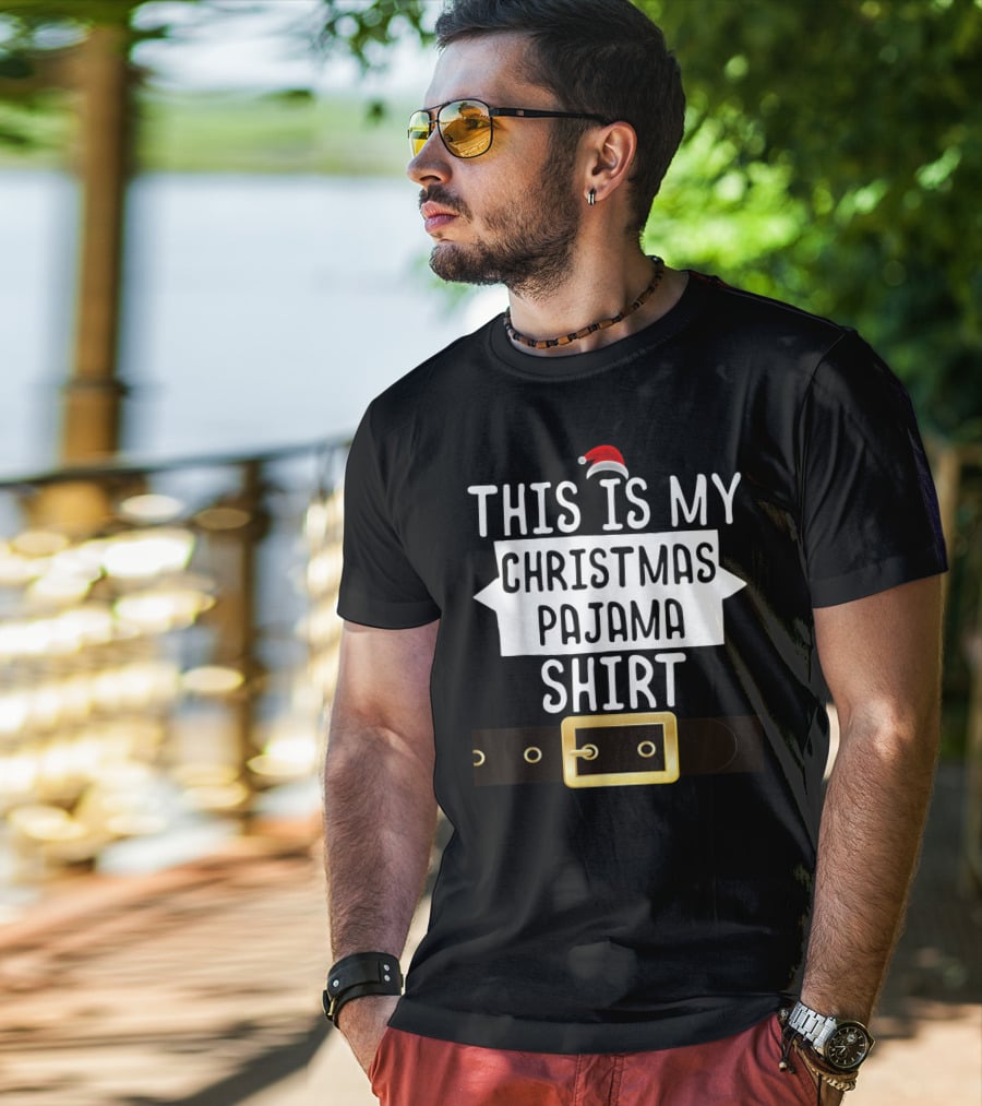 This Is My Christmas Pajama Shirt Santa Belt T-Shirt