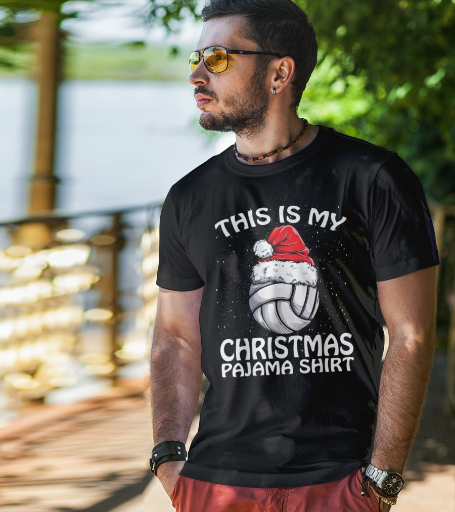 This Is My Christmas Pajama Volleyball Santa T-Shirt