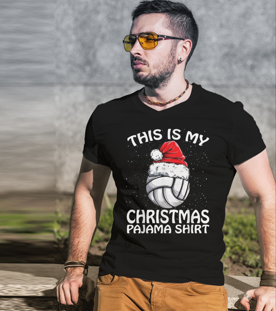 This Is My Christmas Pajama Volleyball Santa T-Shirt