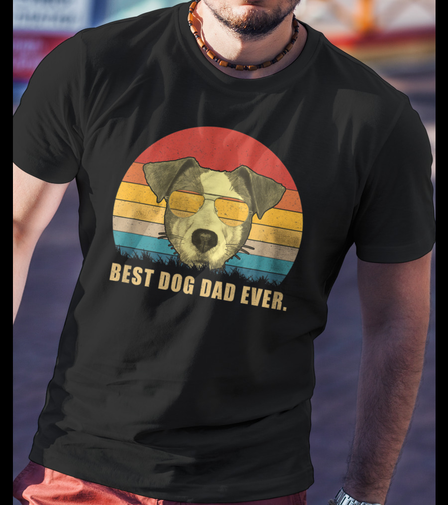 Vintage Jack Russell Terrier Best Dog Dad Ever Retro Sunglasses T-Shirt
