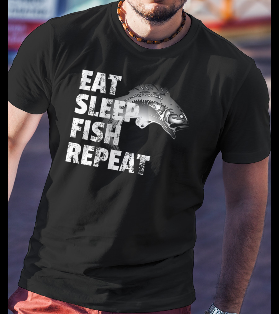 Eat Sleep Fish Repeat Vintage Fishing Lover Outdoors Enthusiast T-Shirt