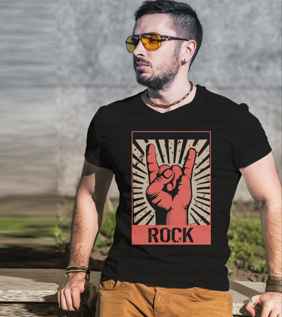 Vintage Rock Hand Gesture 70s 80s Concert Band T-Shirt
