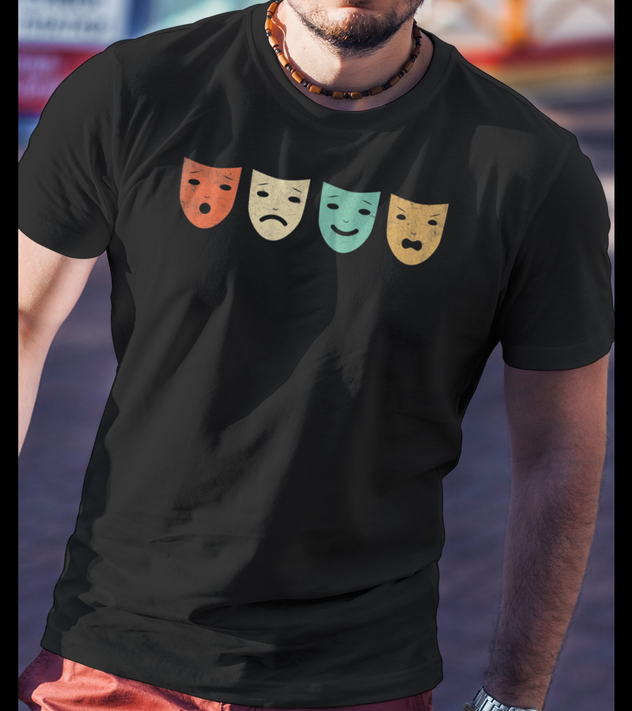 Vintage Drama Theatre Masks Actress Emotions T-Shirt