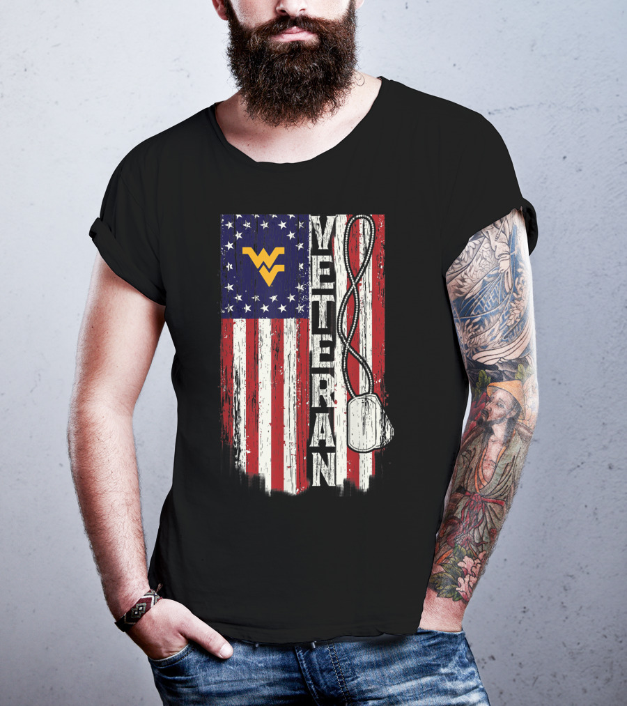 West Virginia Mountaineers Veteran American Flag T-Shirt