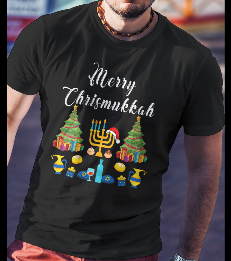 Merry Chrismukkah Christmas Ugly Hanukkah Menorah T-Shirt