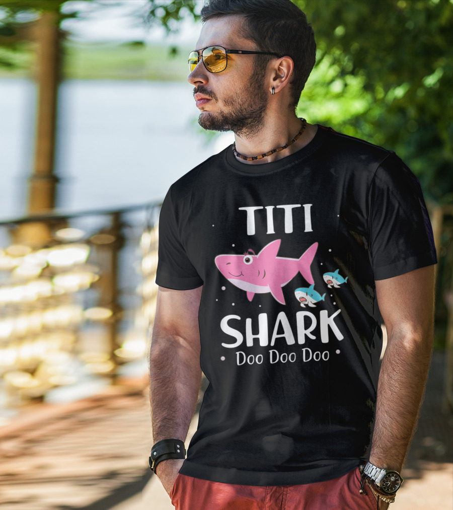 Titi Shark Doo Doo Doo Cute Cartoon Pink And Blue Sharks T-Shirt
