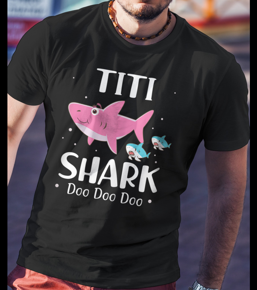 Titi Shark Doo Doo Doo Cute Cartoon Pink And Blue Sharks T-Shirt