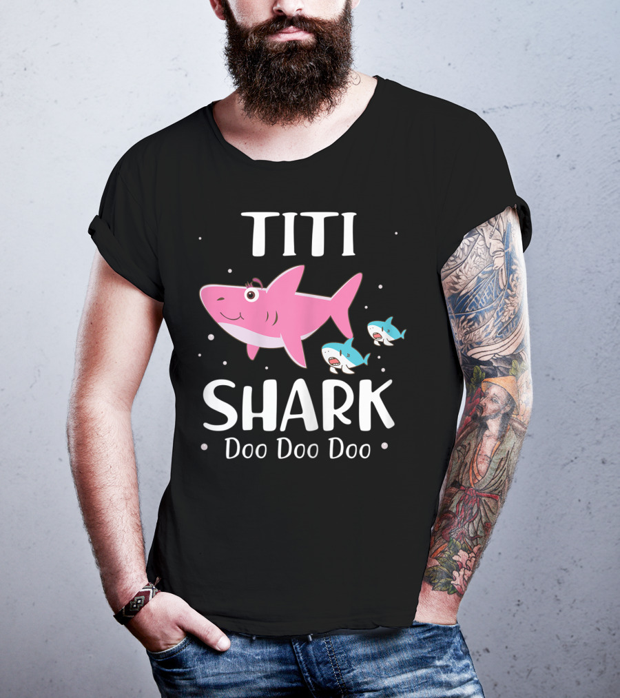 Titi Shark Doo Doo Doo Cute Cartoon Pink And Blue Sharks T-Shirt