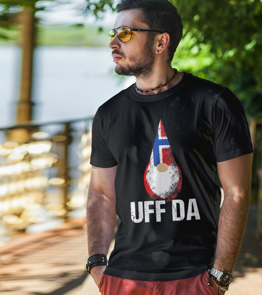Uff Da Norwegian Flag Gnome Norway Tomte T-Shirt