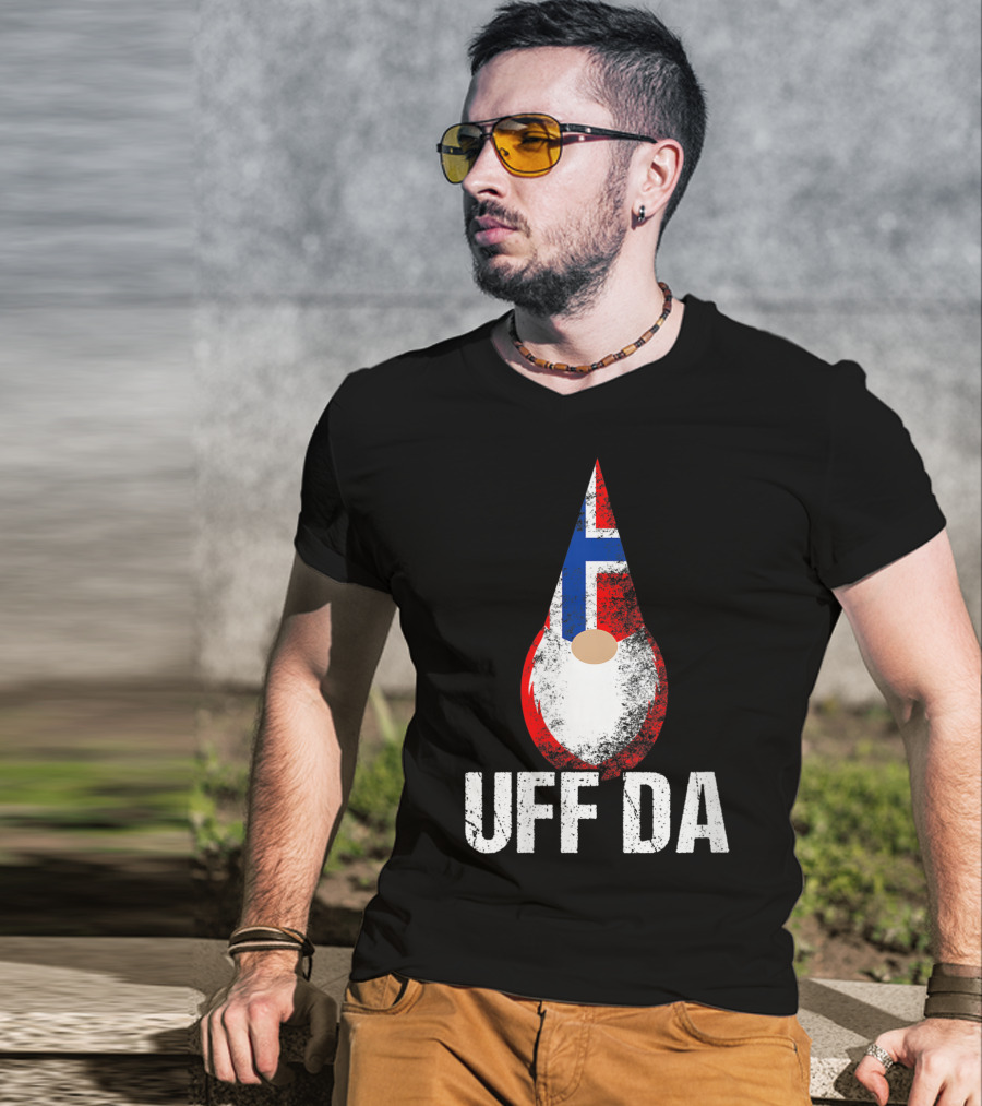Uff Da Norwegian Flag Gnome Norway Tomte T-Shirt