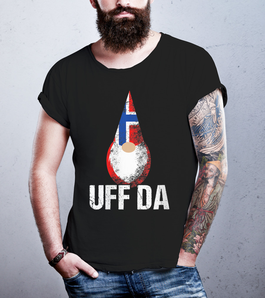 Uff Da Norwegian Flag Gnome Norway Tomte T-Shirt
