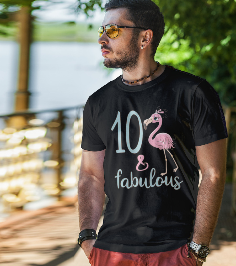 10 And Fabulous Birthday Flamingo 10th Bday Girl T-Shirt