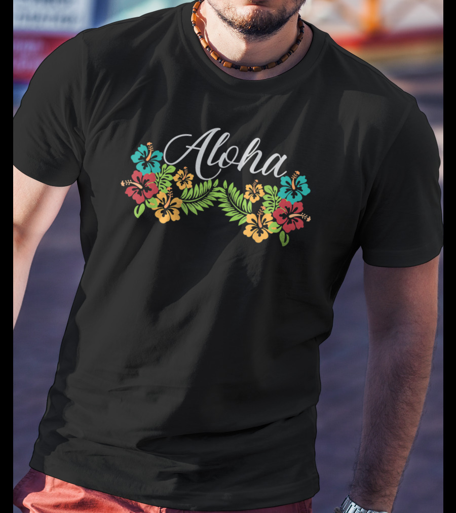 Aloha Hawaii Island Spirit With Tropical Hibiscus And Ferns T-Shirt