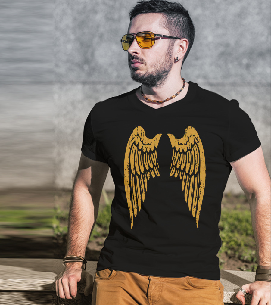 Gold Angel Wings Back T-Shirt