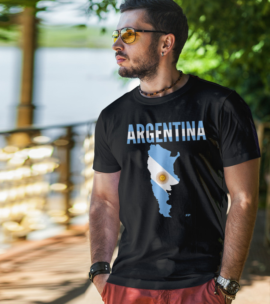 ARGENTINA Map Country Flag Sun Emblem T-Shirt