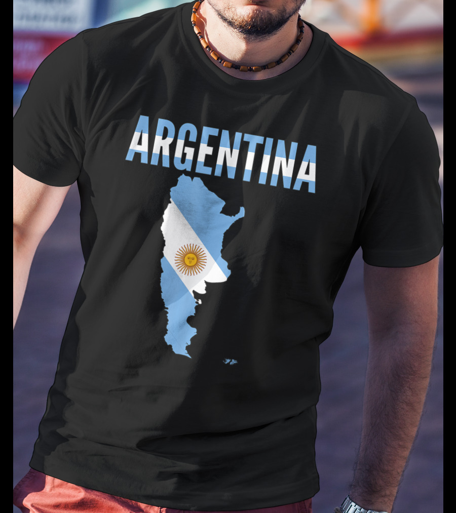 ARGENTINA Map Country Flag Sun Emblem T-Shirt