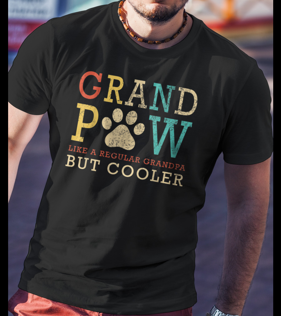 Funny Grand Paw Like Regular Grandpa But Cooler Vintage Dogs T-Shirt