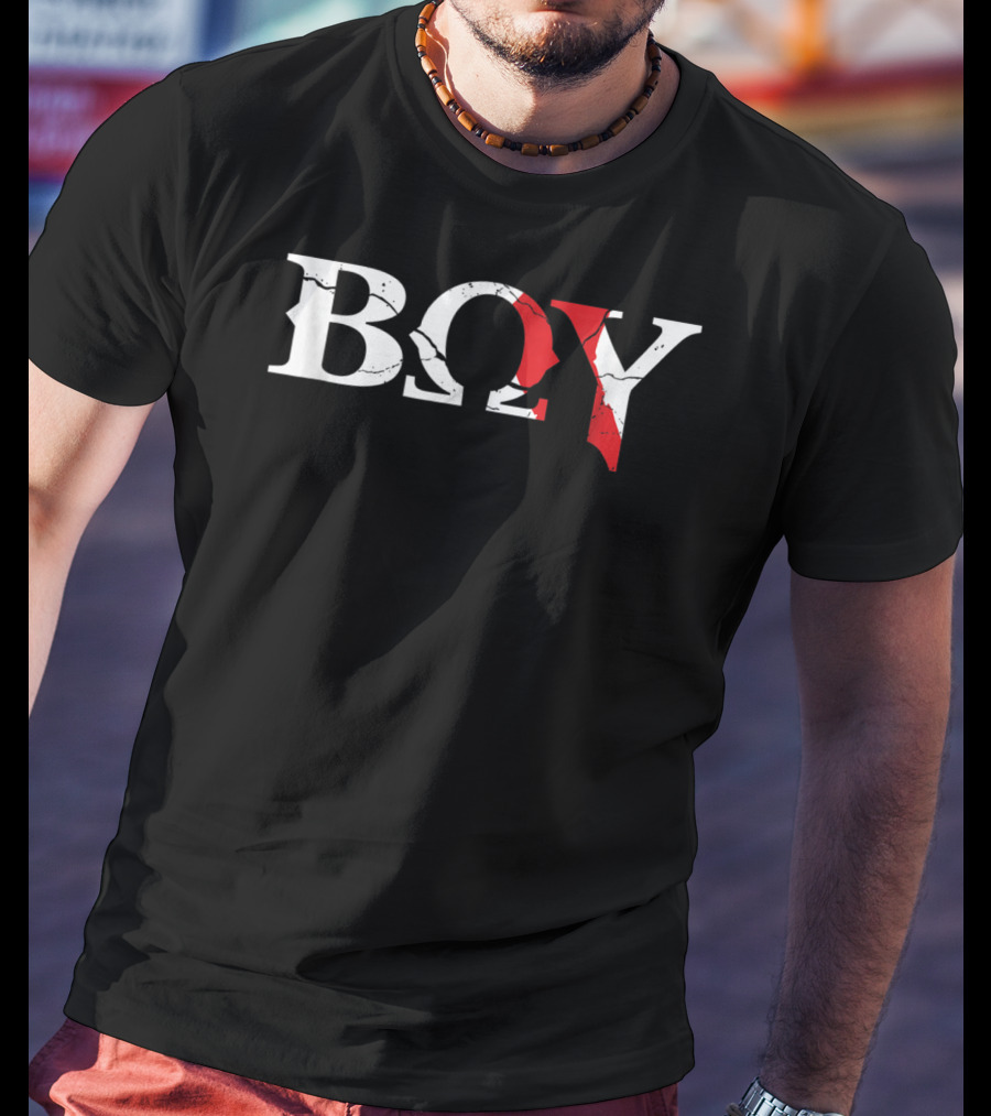 Boy Grunge Video Game God Title With Kratos Symbolic T-Shirt