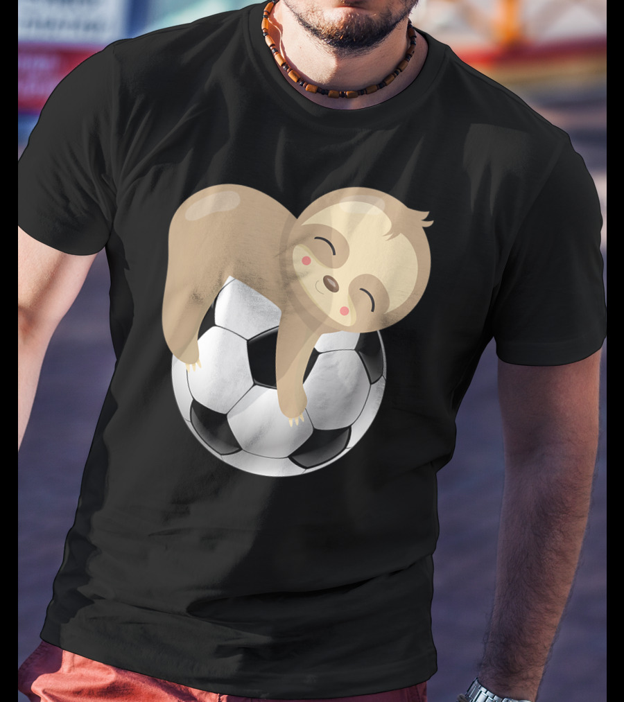Baby Sloth Hugging Soccer Ball T-Shirt
